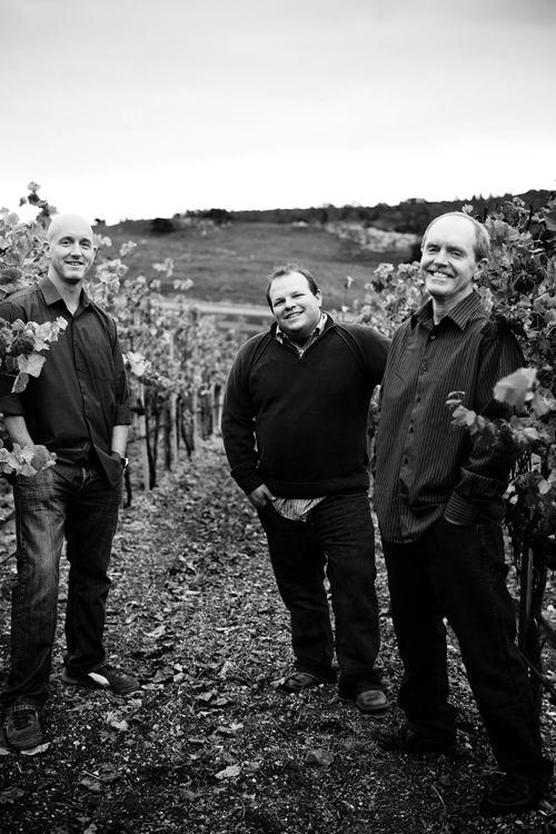 Pictured left to right are: Eric Hickey (President and Head Winemaker), Lino Bozzano (Vice President Vineyard Operations), Dave Hickey (Vice President Production and Sparkling Winemaker) of Laetititia Vineyard and Winery.
