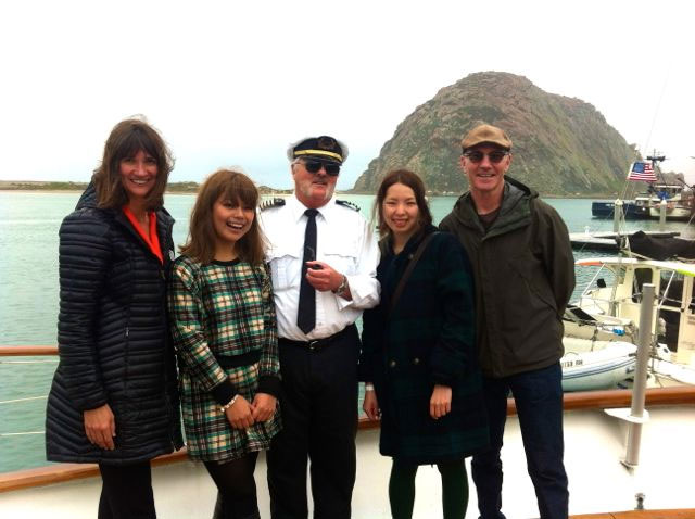  Visitors from Japan were welcomed to Morro Bay when they stopped here for a sightseeing cruise during a Discover America Road Trip. From left: City Councilmember Christine Johnson, Yamamosa Rita, Capt. Randy Ryan, Nagisa Fugikato and Morro Bay Mayor Jamie Irons.  