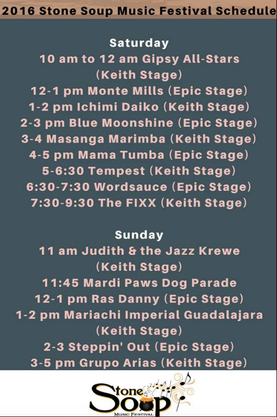 Stone Soup Music Festival Street Faire lineup.