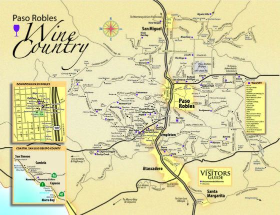 Paso Robles Wine Tasting Map - San Luis Obispo County Visitors Guide